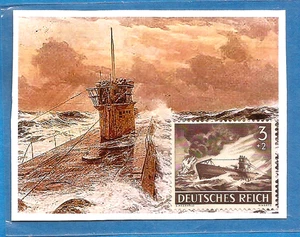U BOAT 1943 Germania nazista 3° Terzo Reich eroe di guerra sottomarino in azione francobollo MNH - Foto 1 di 2