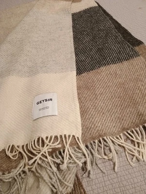 Geysir Icelandic Wool Twin Blanket Throw 104" x 68" Brown Black Tan Ivory - Image 1 of 4