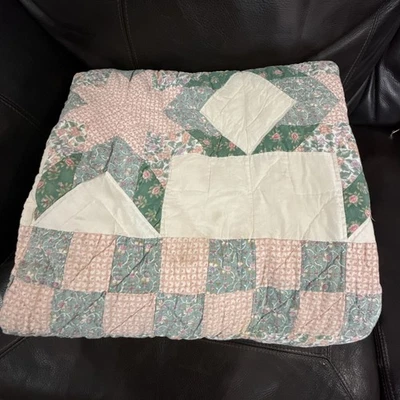 "Colcha parche primitivo estrella diente de sierra vintage de los 90 como está 67""x 83" Foto 1 de 4