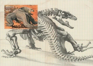 2008 Lizard Dinosaur Megalania POSTCARD Maxicard with FDI stamp EXCELLENT as NEW - Picture 1 of 2