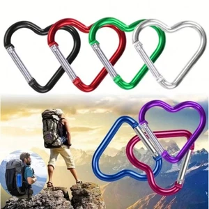 Snap Clasp Clip Carabiner Heart-shaped Zinc Alloy Hooks Safety Buckle Backpack - Picture 1 of 12