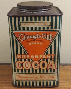 Vintage Montgomery Ward Triangle Club Frühstück Kakao Werbung Dose - Bild 1 von 7