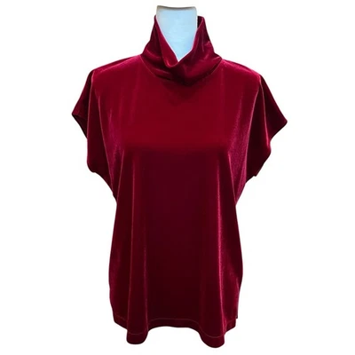 Chicos Blouse Size XL Red Velvet Mock Neck Shell Top Holiday Christmas Made USA - Image 1 of 4