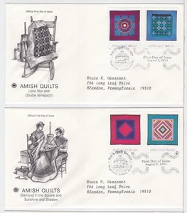 TurtlesTradingPost- Amish Quilts - 2001 #3524-27 FDC  Artcraft Variety Cachet - Picture 1 of 1