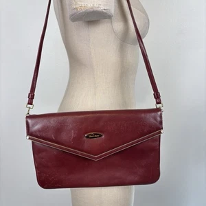Vintage Etienne Aigner Burgundy Oxblood Leather Classic Clutch Shoulder Bag - Picture 1 of 16