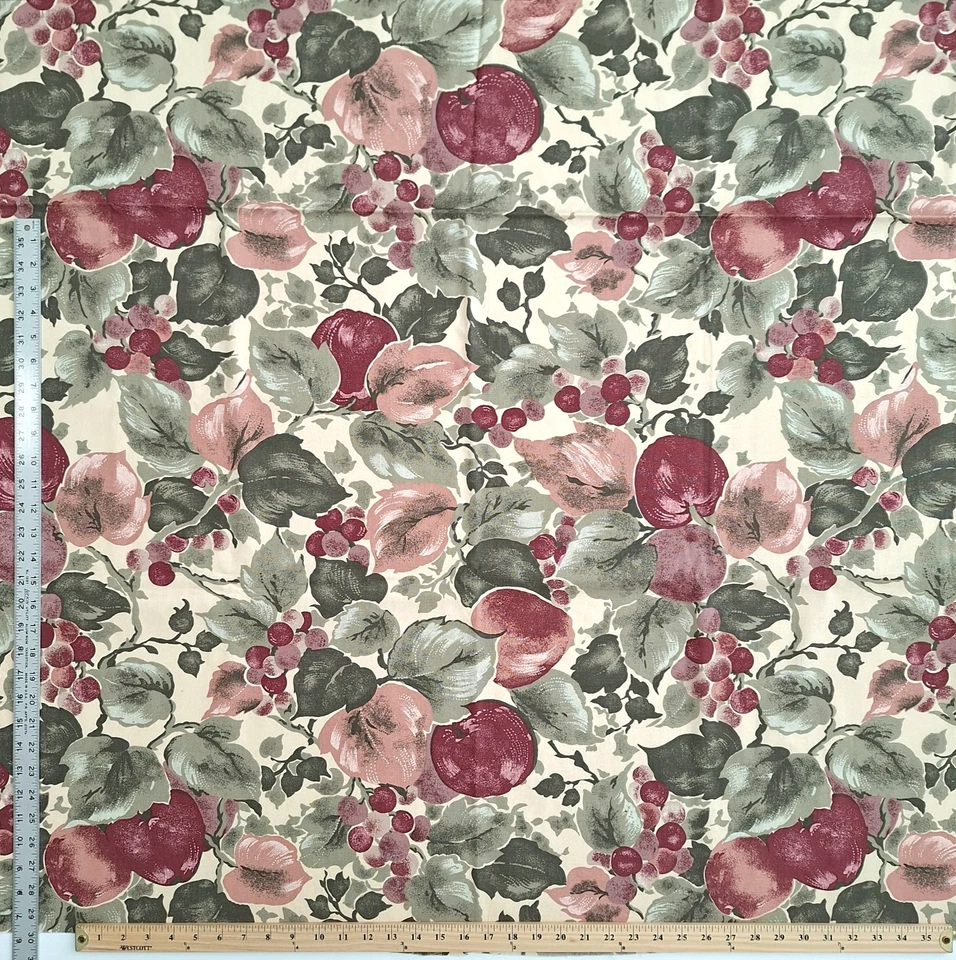 Apples Grapes Leaves Allover Screen Print Scotchgard Mill Creek Fabrics 3+ YDS - Image 1 of 4