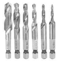2 In 1 HSS 1/4" Hex Shank Metric Right Hand Screw Thread Tap Taper & Drill Bits 