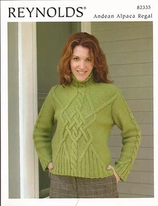 Cabled Pullover Reynolds Andean Alpaca Regal Knitting Pattern 82335 Pattern Only - Picture 1 of 2