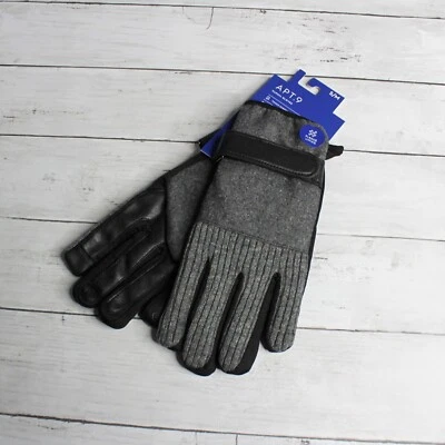 NWT Apt. 9 Men's Wool Blend Winter Gloves Gray Black Size S M - Image 1 of 4