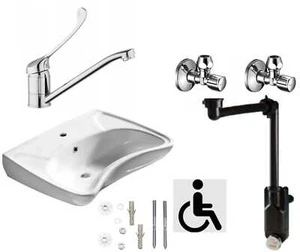 BAGNO PER UTENTI DISABILI 59X45,5CM + viti, miscelatore lavabo con - Foto 1 di 12