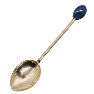 VINTAGE STERLING SILVER DEEP BLUE GEM STONE HANDLE LIBERTY & CO. SOUVENIR SPOON - Picture 1 of 6