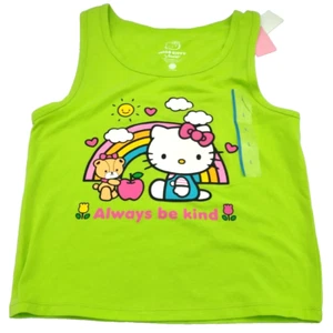 Camiseta Hello Kitty Always Be Kind Niñas Talla L Camiseta de Verano Sin Mangas Verde Glo - Imagen 1 de 10
