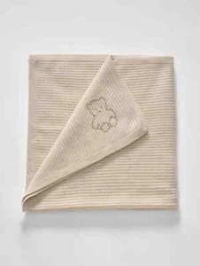 NWT White + Warren Cashmere Bear Embroidery Baby Blanket Neutral 34 x 36 #3H502 - Picture 1 of 7