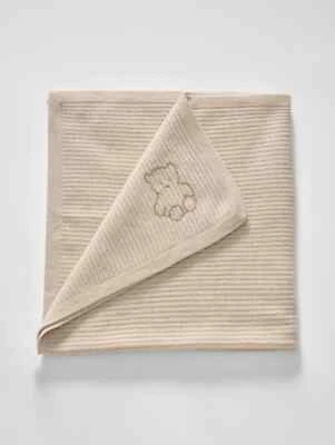 NWT White + Warren Cashmere Bear Embroidery Baby Blanket Neutral 34 x 36 #3H502 - Image 1 of 4
