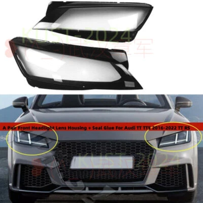FITS Audi TT TTS 16-22 TT RS Front Headlight Lens Housing + Seal Glue A Pair - Image 1 of 4