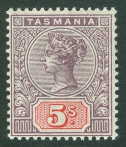 SG 223 Tasmania 1892-96. 5/- lilac & red. Unmounted mint CAT £95 - Picture 1 of 1