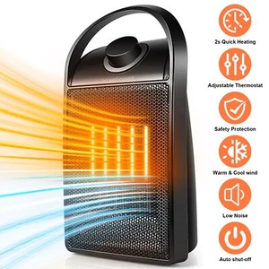 Tragbarer Raumheizer, 1500W Mini Schreibtisch Heizlüfter Persönlicher Elektroheizer - Bild 1 von 8