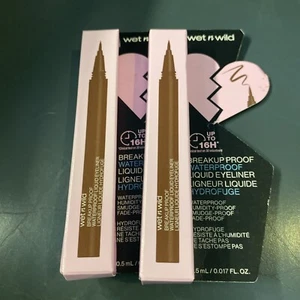 Lot Of 2 Wet N Wild - Breakup Proof Waterproof Liquid Eyeliner - Brown - .5ml - Picture 1 of 6