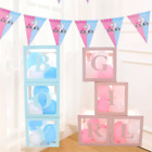 7pcs/set Boy Girl Balloon Box Cube Clear Boxes Baby Shower Party Decoration