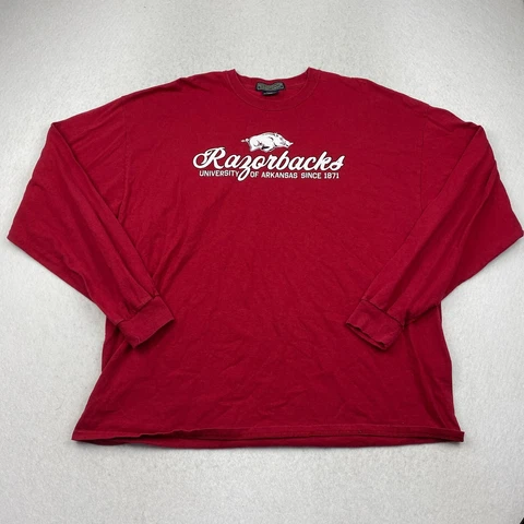 Arkansas Razorbacks Shirt Mens XXL Cotton Crew Neck Long Sleeve Jersey Red Cover