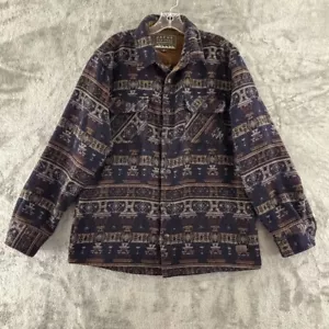 Jachs New York Southwestern Wool Blend Overshirt Mens L Navy Aztec Unlined Shirt - Picture 1 of 8
