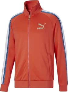 536034 26 PUMA Mens S SM Go for Tape T7 TRACK Jacket Woven T7 ORANGE BLUE GOLD - Picture 1 of 2