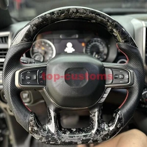2024 NEWEST Forged Carbon Fiber Steering Wheel For 2019-2024 ram 1500 laramie - Foto 1 di 1