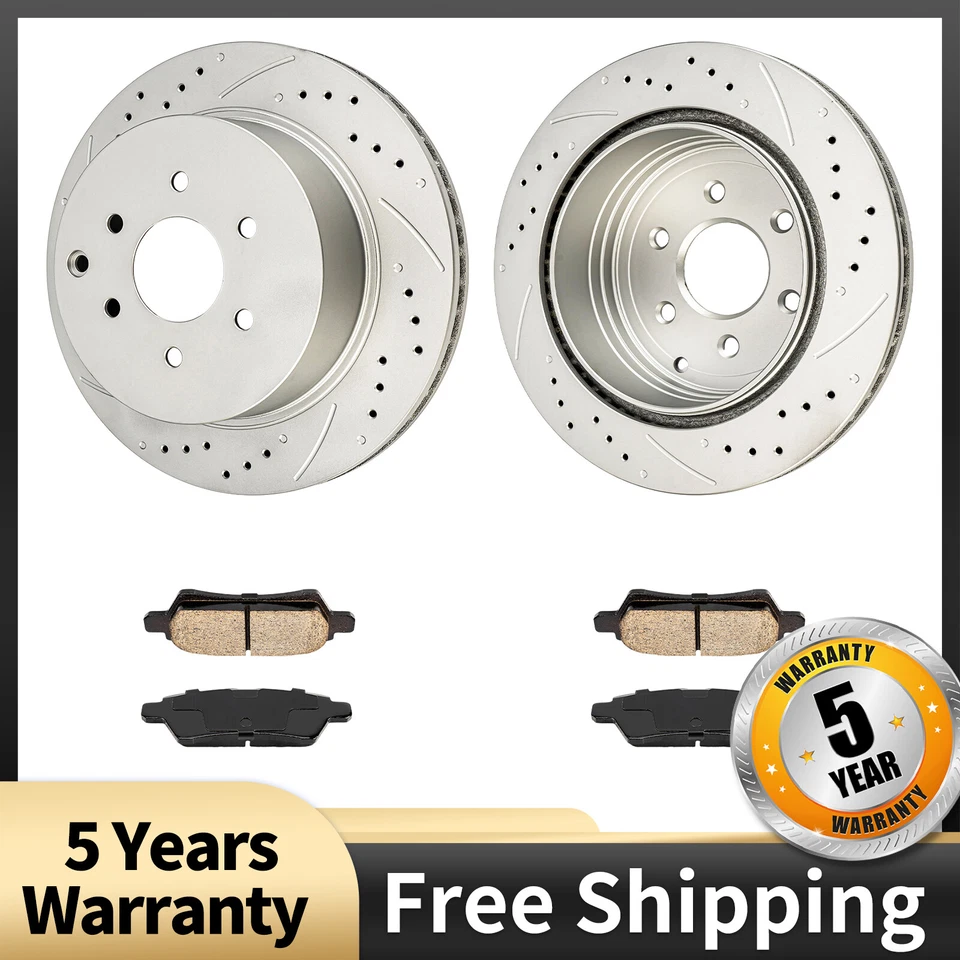 Rear Drilled Slotted Rotors Ceramic Brake Kit For 2005-11 2012 Nissan Pathfinder - Изображение 1 из 4