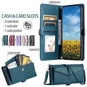 Crossbody Card Wallet Phone Case For OnePlus 6 7 8 9 10 11 12 Nord N30 N200 CE 4 - Picture 1 of 17