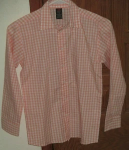 Dockers Boy's 10 Orange White Plaid Long Sleeve Button Front Cotton Blend Shirt - Picture 1 of 3