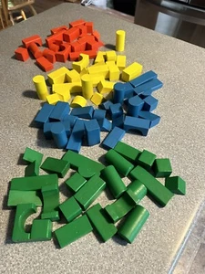 98 Melissa & Doug Wood Building Blocks Set 4 Colors & 9 Shapes NEW NO BOX wooden - Picture 1 of 11