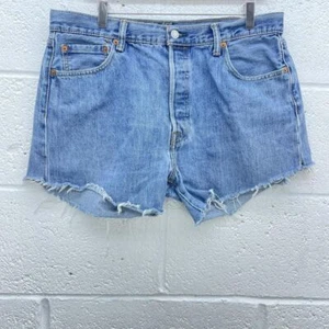 LEVI’S 501 DENIM SHORTS W 36” BOYFRIEND HOT PANTS OVERSIZED CUSTOM CUT - Picture 1 of 3
