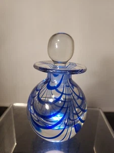 MMA Blue Swirl Art Glass Perfume Bottle - Picture 1 of 4