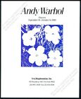 1989 Andy Warhol 1964 Blumen Kunst NYC Galerie Show Vintage Druck Anzeige