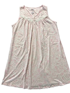 Cottage Core Croft & Barrow Pink Sleeveless Paisley Nightgown With Lace Trim - Picture 1 of 4