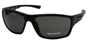 Skechers Mens Sunglass Black Rectangle Wrap Plastic, Smoke Lens SE8009 1A - Picture 1 of 13