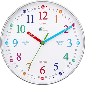 Learning Clock for Kids Silent Non-Ticking Analog Teaching Clock for Bedrooms - Picture 1 of 12