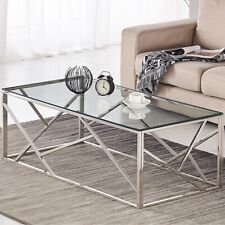 Glass Table Coffee Console Side End Living Room Furniture Mirror Chrome Finish 4