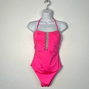 NEW Trina Turk Bandeau Halter Pink One Piece Swimsuit Size 6 - Picture 1 of 5