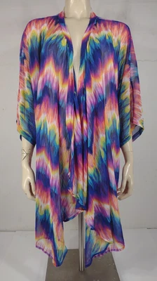 NUEVO CON ETIQUETAS Tommy Bahama arco iris Multiombre Chevron cubierta de natación frontal abierta transparente grande Foto 1 de 4