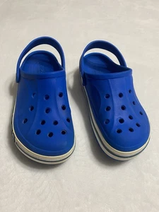 CROCS CLOGS UNISEX BIG KIDS/YOUTH SIZE  3 COBALT BLUE AND WHITE - Picture 1 of 8
