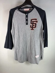 SF Giants Mitchell and Ness Button Baseball T-Shirt, Size M, Gray/Black/Logo - Picture 1 of 11