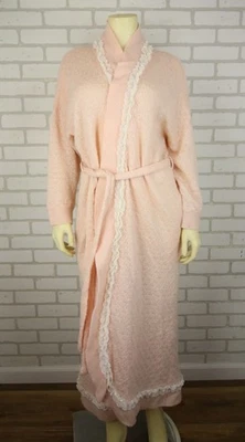 Vintage Christian Dior Lingerie Pale Pink Knit Lace Robe Womens Large USA Lounge - Image 1 of 4