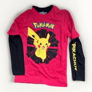 NWT 2017 Pokemon Long Sleeve overshirt T-Shirt Youth Size Large Black And Red - Picture 1 of 4