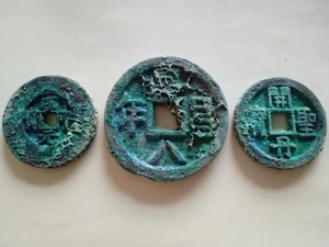 3Pcs Collect Ancient Chinese Bronze Coins Currency Cash - Picture 1 of 11