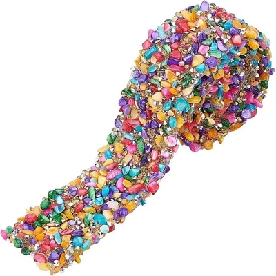 Pandahall 1 Yard 1.4 Inch Crystal Rhinestone Trim Hotfix Ribbon Colorful - Image 1 of 4