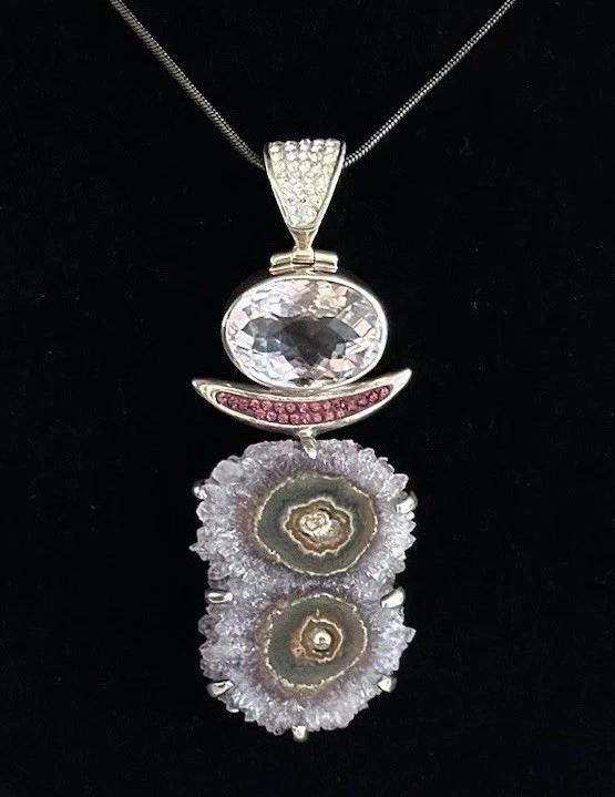 STARBORN Pendant Amethyst Stalactite Slice Pink Kunzite Sapphire Sterling Silver - Image 1 of 4