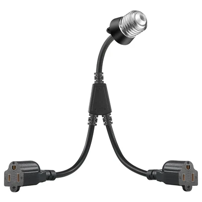 Adaptador Portaluz a Enchufe 2 en 1 E26 E27 Convierte a 2 Tomas 3 Clavijas - Image 1 of 4