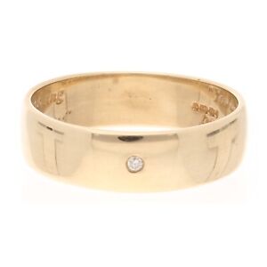 9Carat Yellow Gold Diamond Inscribed Wedding Band (Size S) 6mm Wide