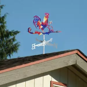 Rooster Weathervane Wind Direction Indicator Roof Decor Garden Decoration - Picture 1 of 7